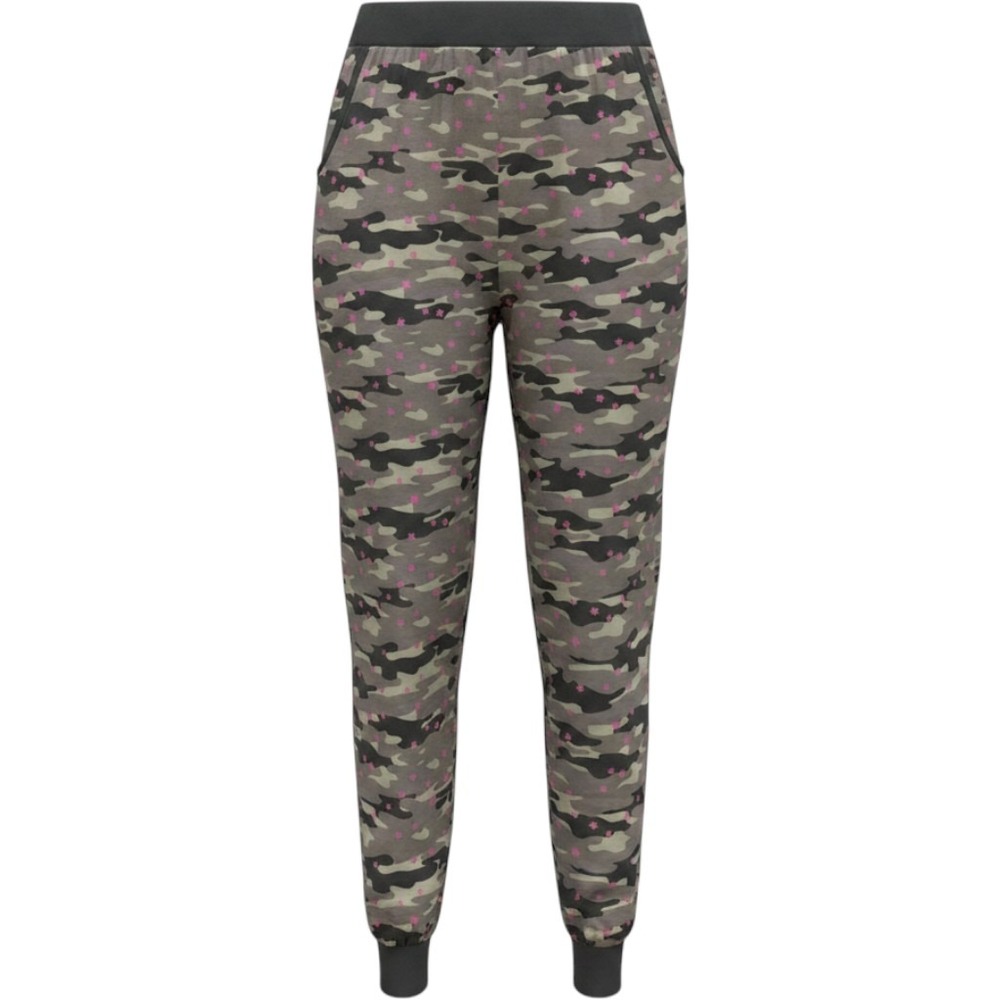 Rene Rofe Womens 1X Camo Pink Star Print Pajama Joggers Sleep Pants Gray Comfy